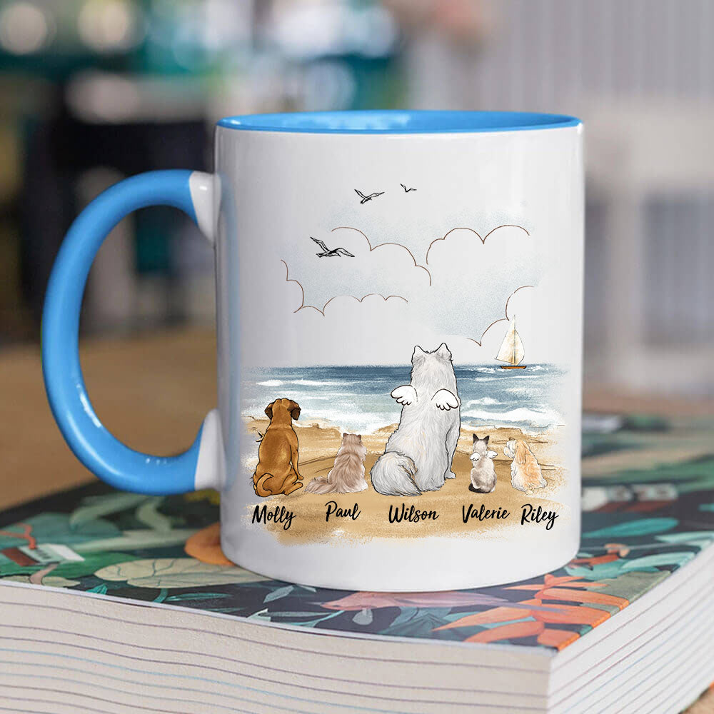 Personalized Accent Mug For Dog Lover - Beach - light blue