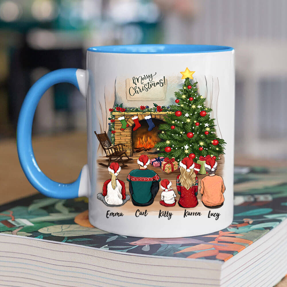 Personalized family Christmas gifts for the whole family Accent Mug - UP TO 5 PEOPLE - 2426