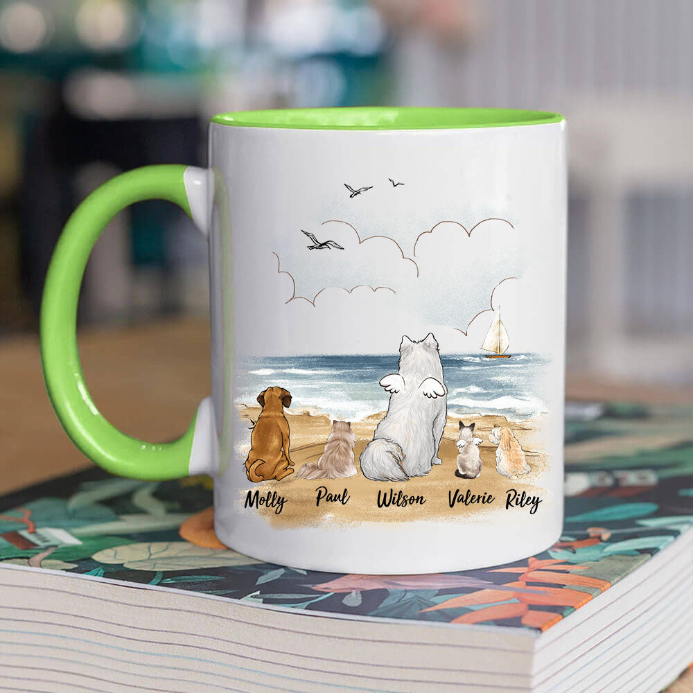 Personalized Accent Mug For Dog Lover - Beach - light green