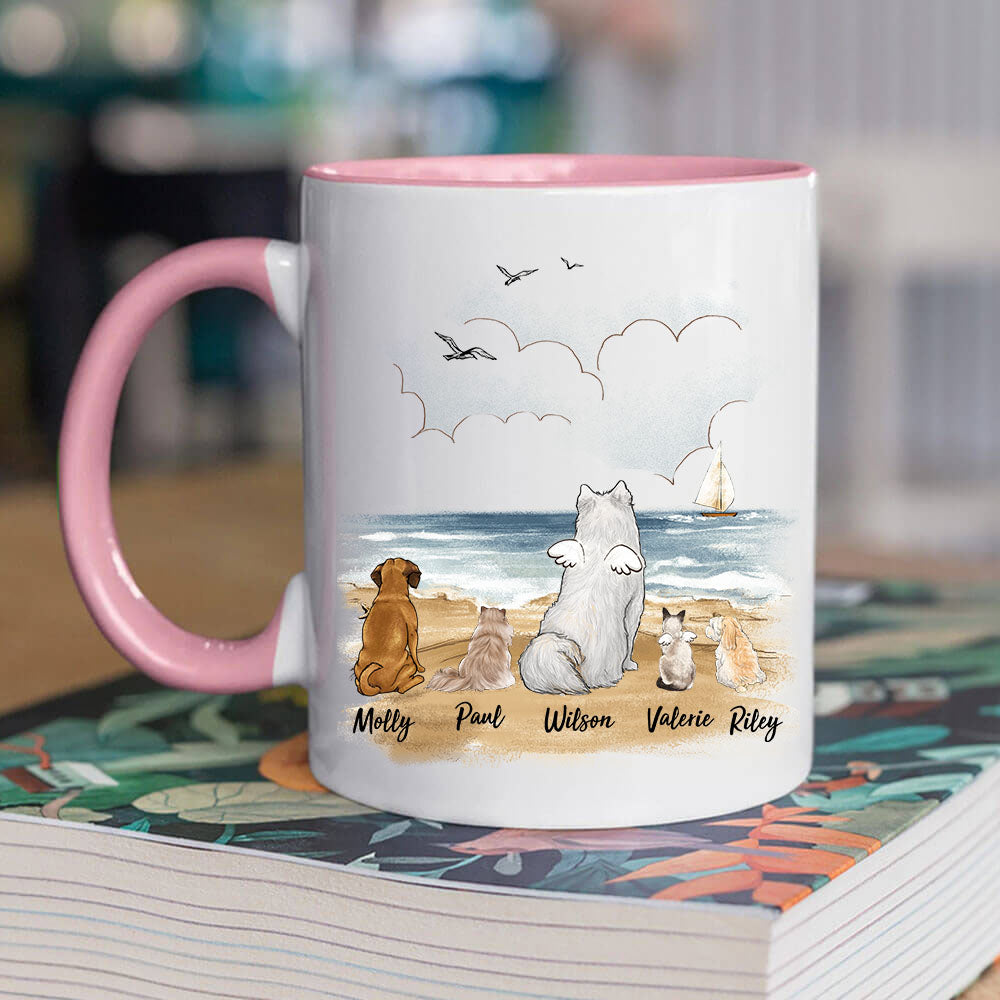 Personalized Accent Mug For Dog Lover - Beach - pink