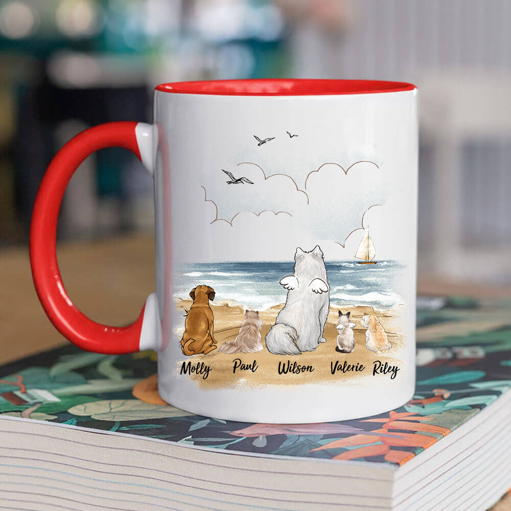 Personalized Accent Mug For Dog Lover - Beach - red