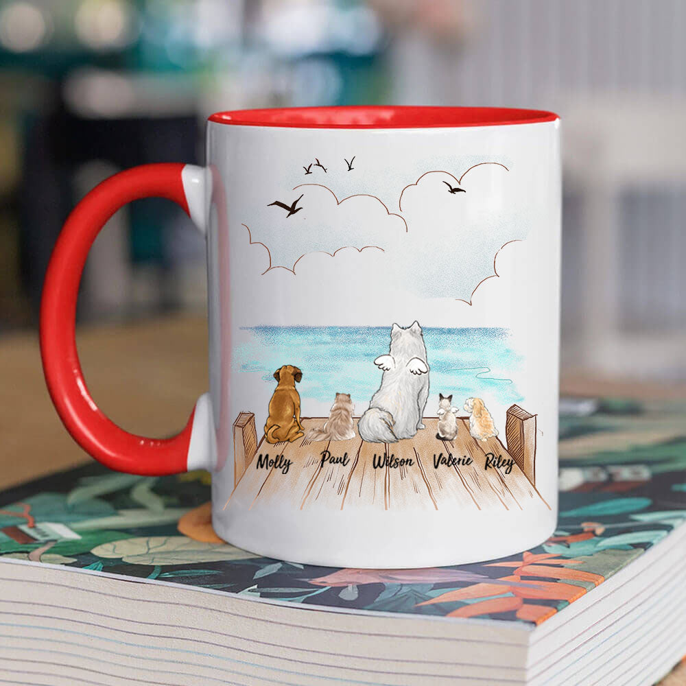 Custom Accent Coffee Mug for Dog Cat Owner  - red