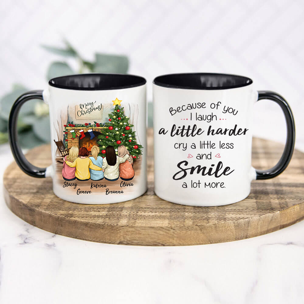 Personalized Accent Mug For Bestfriend - Christmas - black