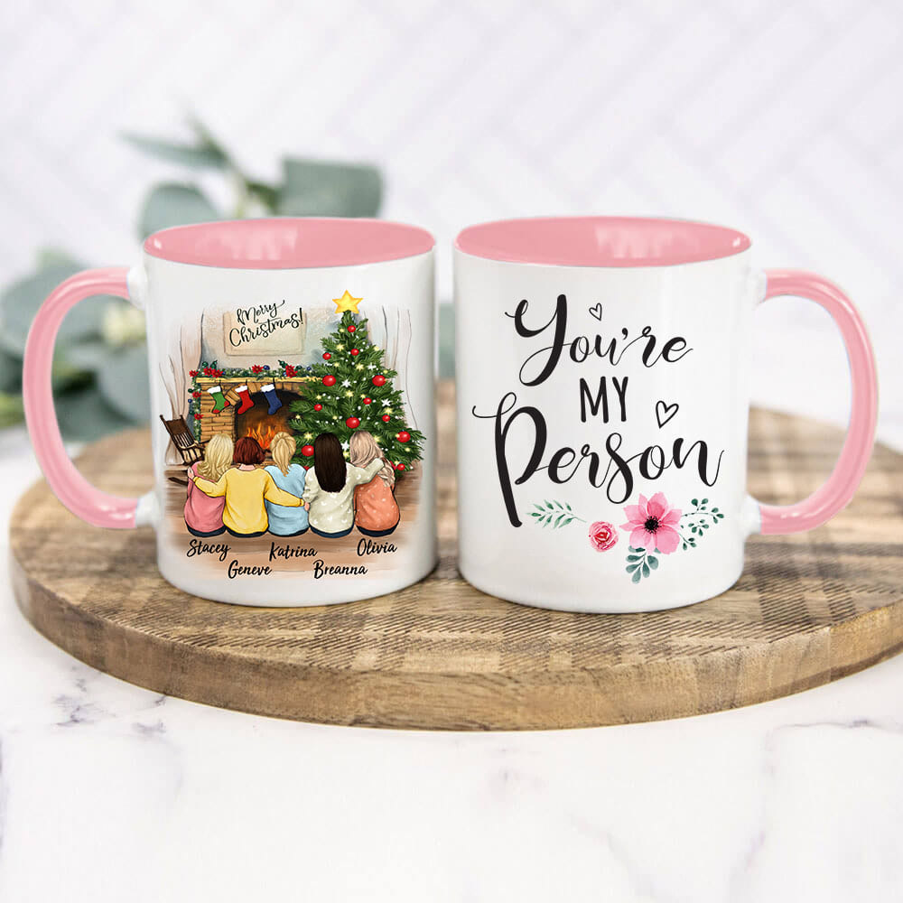 Personalized Accent Mug For Bestfriend - Christmas - pink