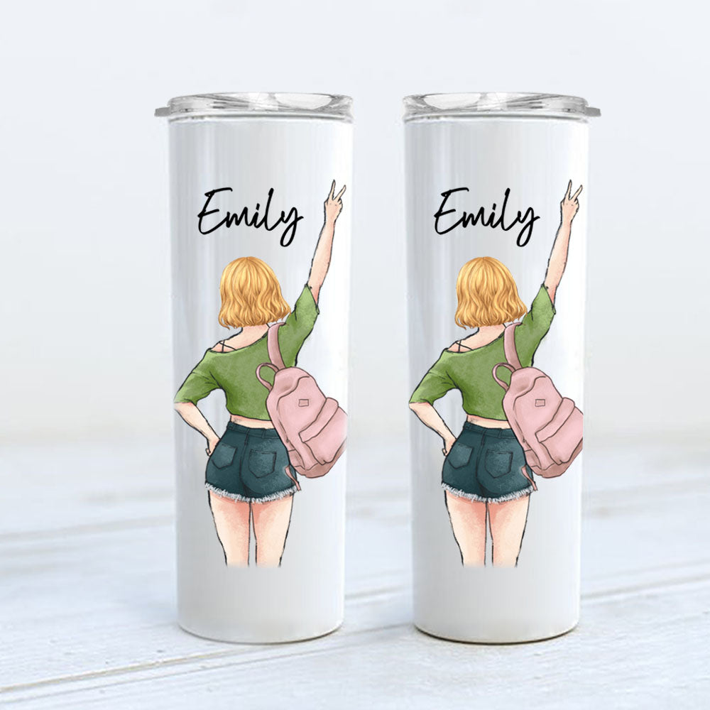 Personalized skinny tumbler gift for student - Back to school