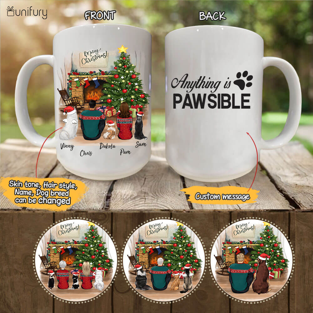 Personalized dog mug Christmas gifts for dog lovers - DOG &amp; COUPLE - CUSTOM MESSAGE - 2409