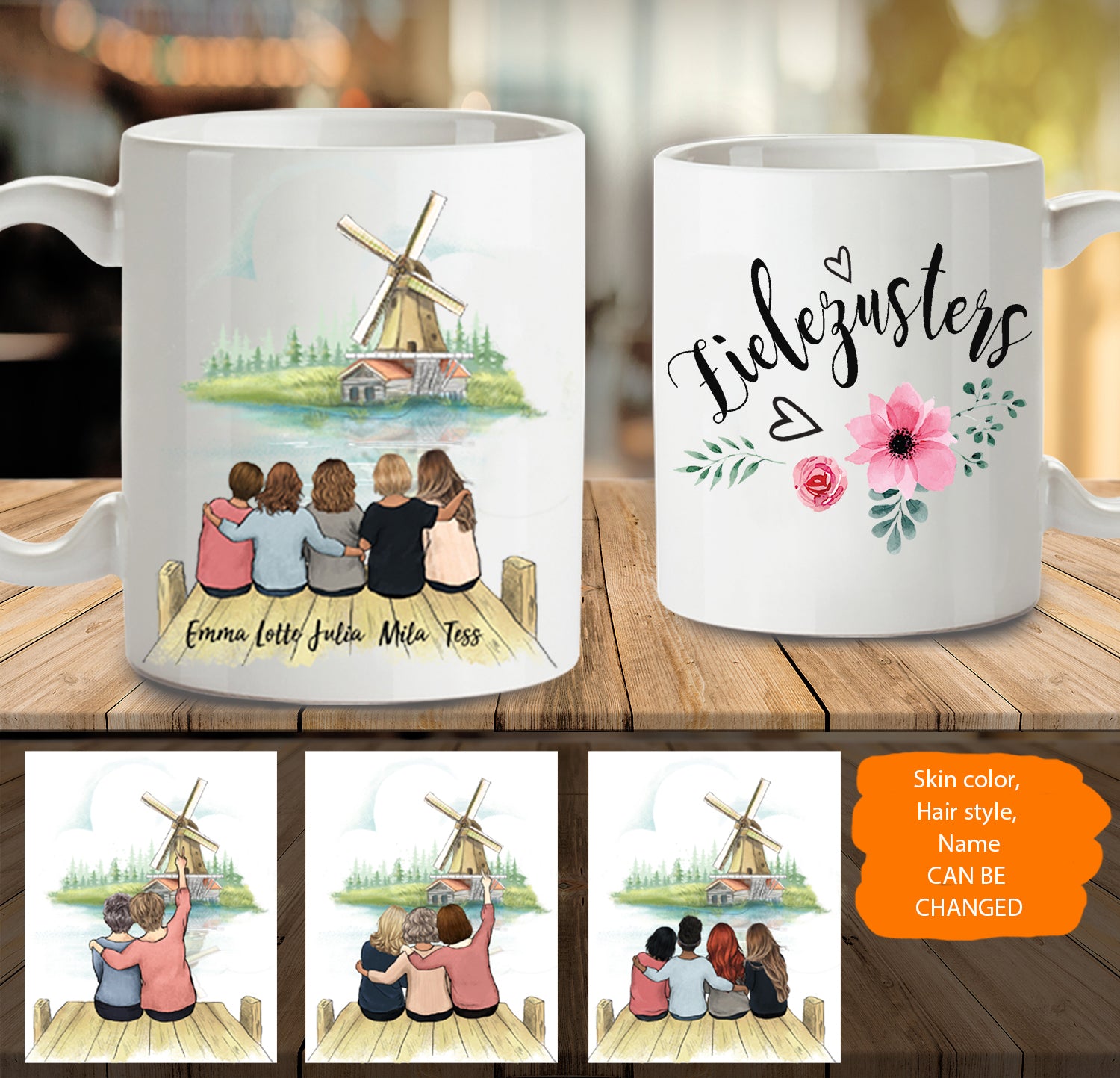 Personalized Sister Mug, Sisters Are Always Close At Heart, Custom Sister  Mugs For Women, Choose Names, Hairstyles, Personalized Sister Coffee Mug