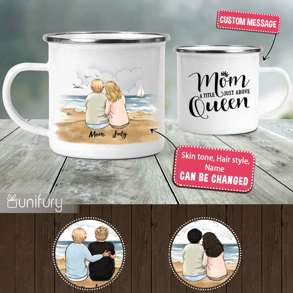 Personalized Mother&#39;s day campfire mug gifts for Mom - Beach