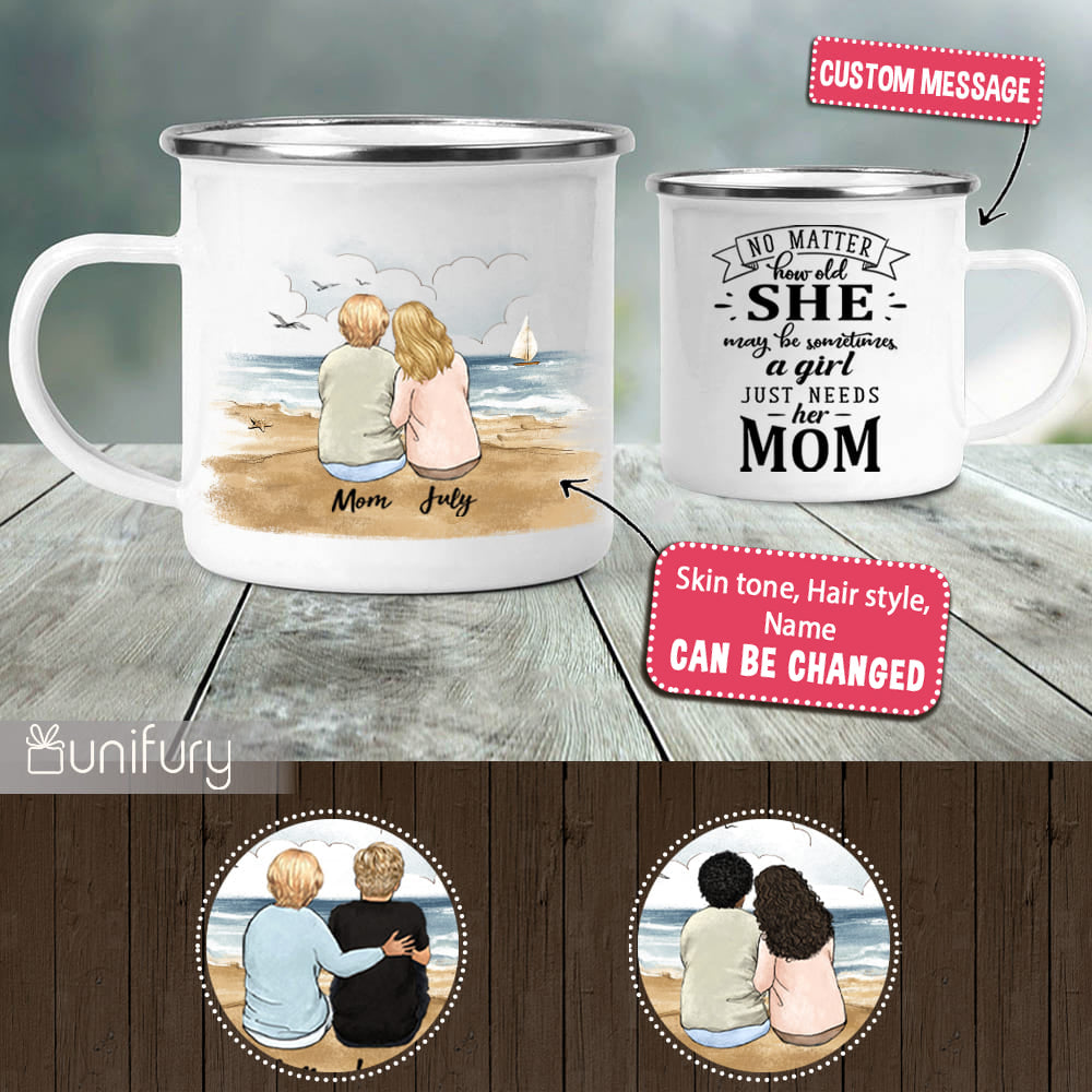 Personalized Mother&#39;s day campfire mug gifts for Mom - Beach