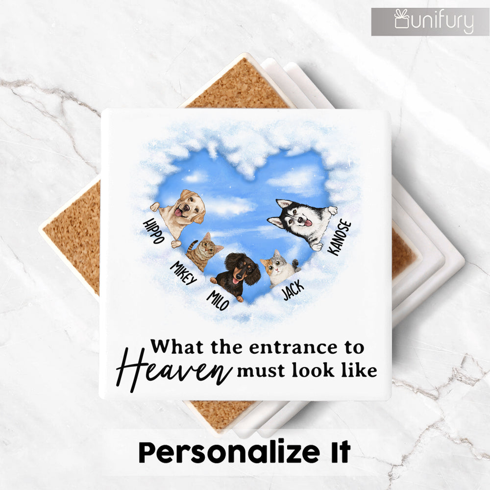 Personalized stone coasters (set of 4) gift for dog lovers - What the entrance to heaven must look like