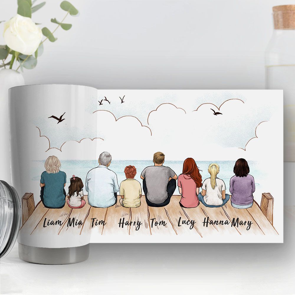 Personalized gifts for the whole family Fat Tumbler - UP TO 8 PEOPLE - Wooden dock