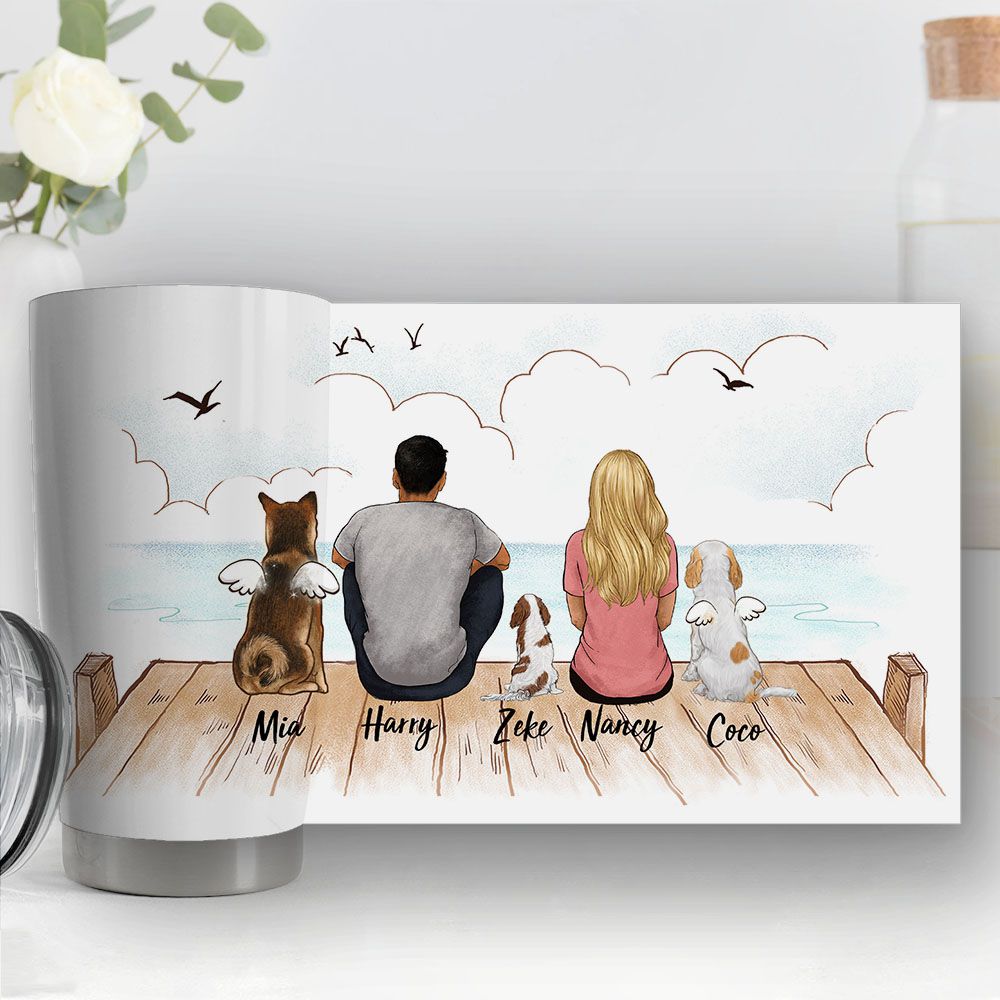 Personalized fat tumbler gifts for dog lovers - DOG &amp; COUPLE - Wooden Dock