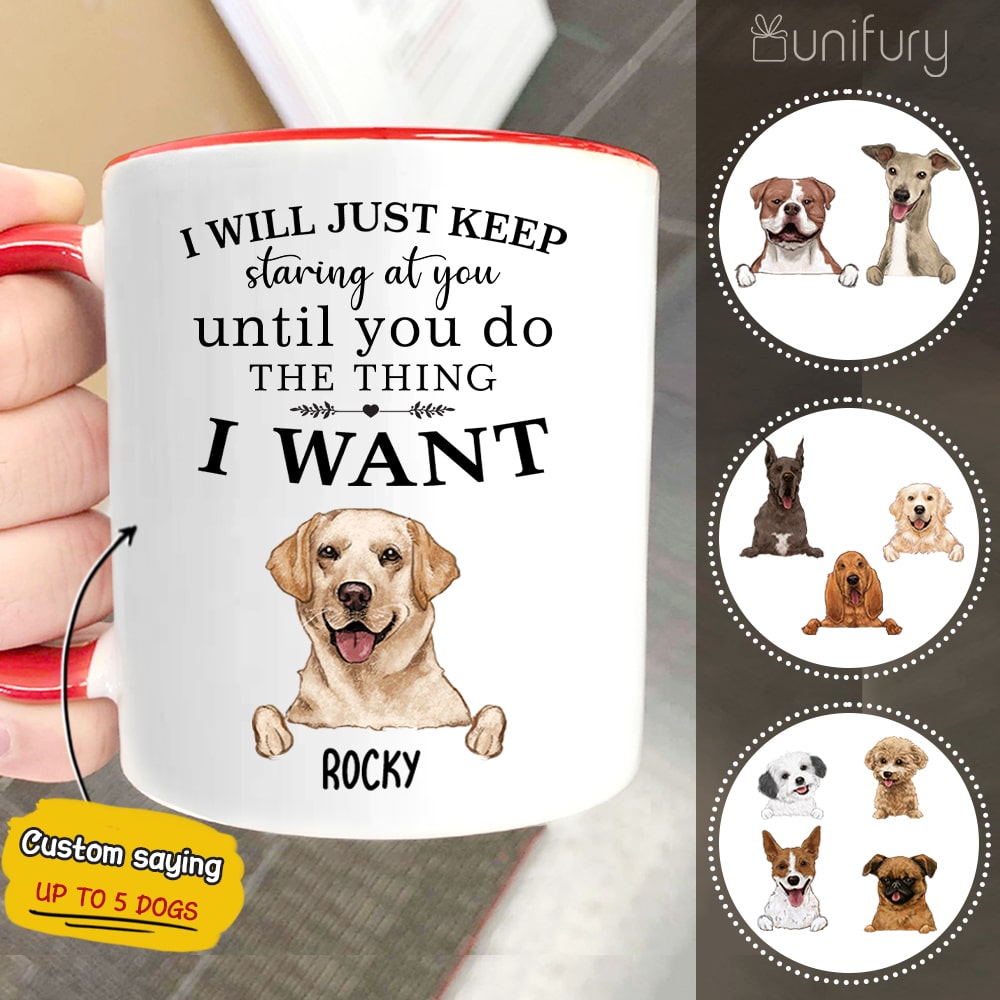 Personalized dog Accent mug with custom funny sayings Every snack you make