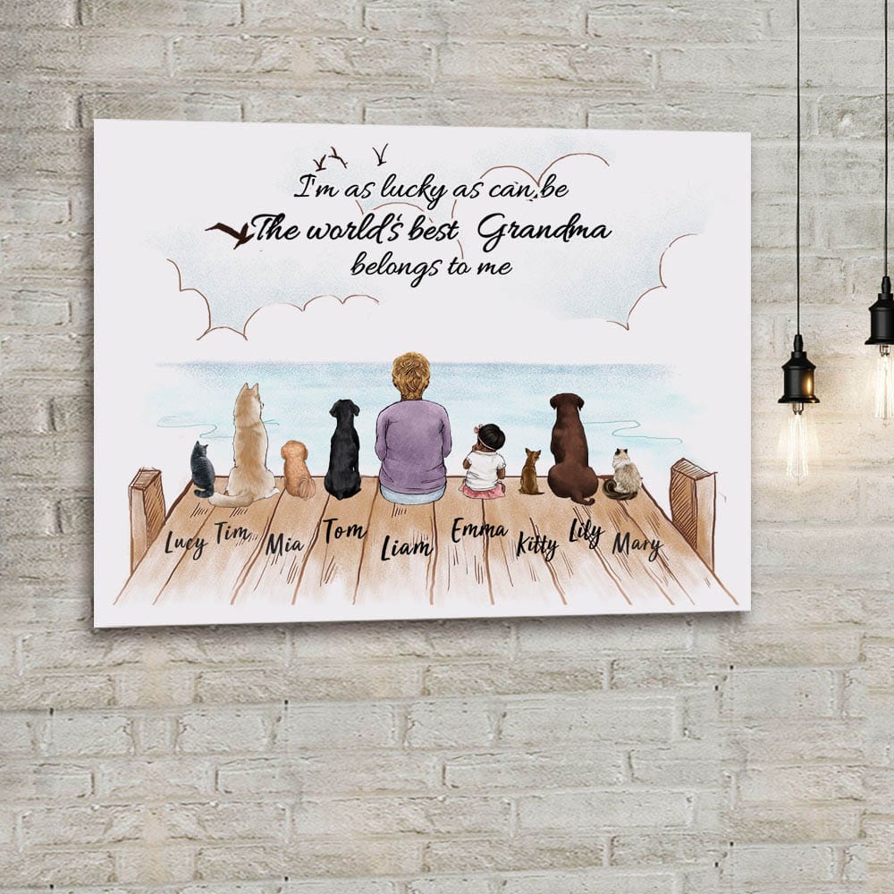 custom canvas print gift for grandma - I am as lucky as can be the world&#39;s best grandma belongs to me