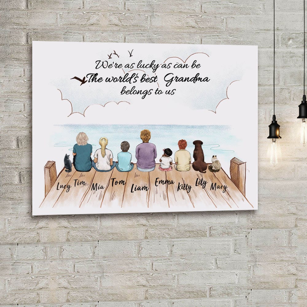 custom canvas print gift for grandma - We&#39;re as lucky as can be the world&#39;s best grandma belongs to us