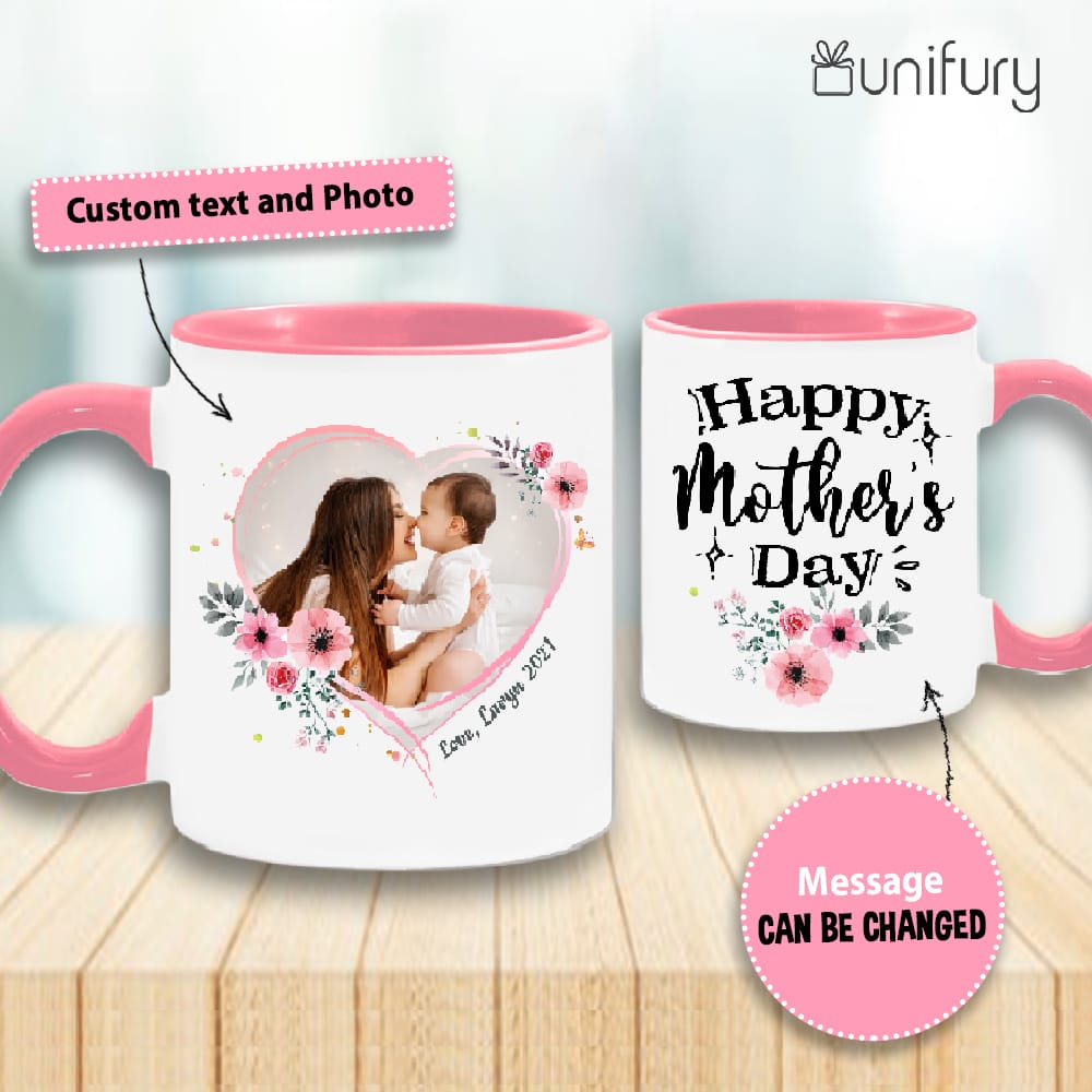 Personalized Mother&#39;s day accent mug gifts for mom - Custom photo
