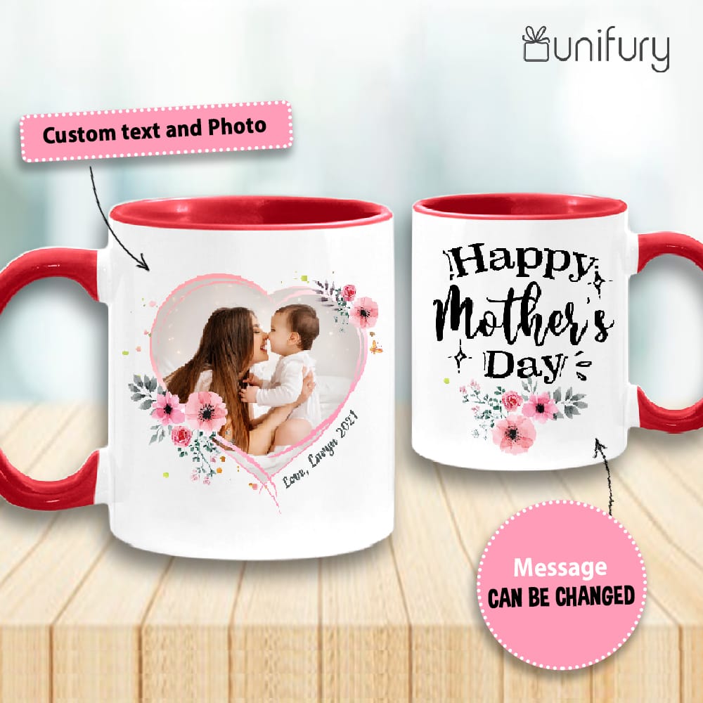 Personalized Mother&#39;s day accent mug gifts for mom - Custom photo