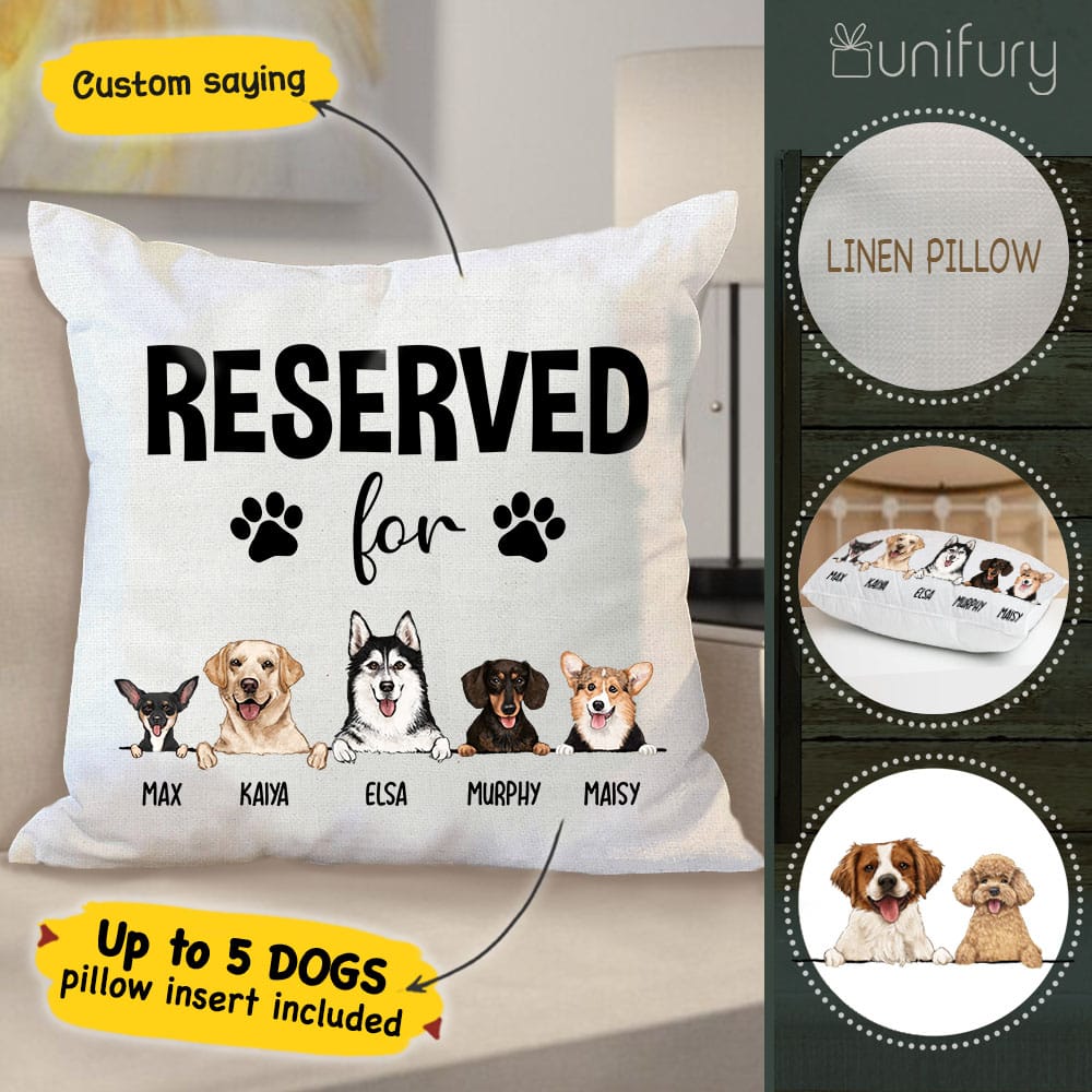 Personalized dog Throw Pillow, Reserved for - Main Image