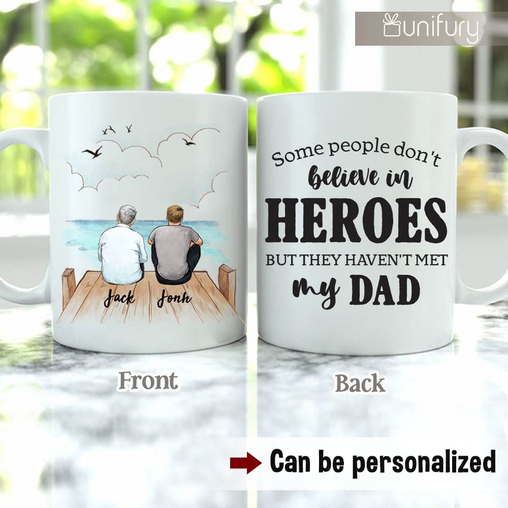Personalized Father&#39;s day coffee mug gifts for dad - Father and Son - Wooden Dock