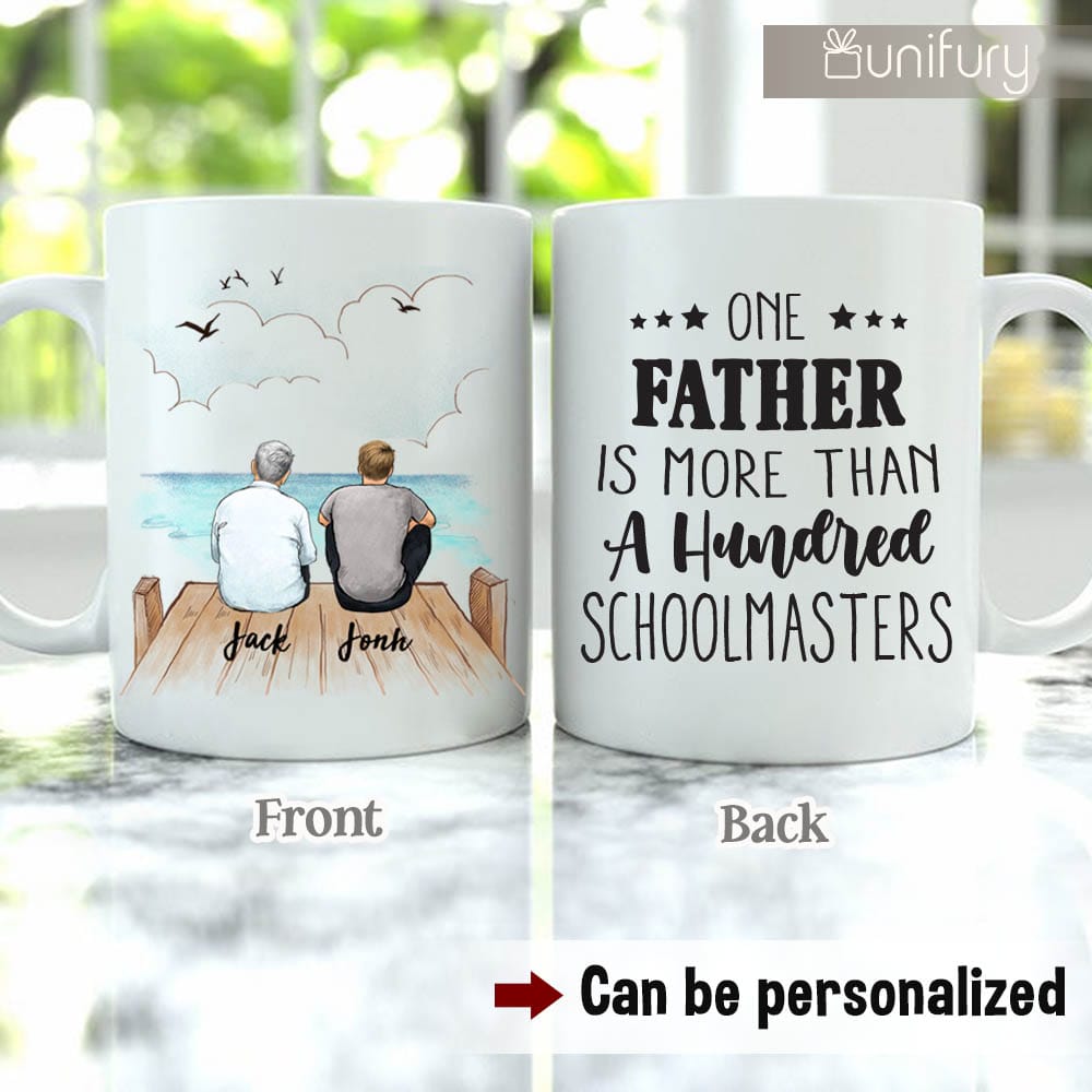Personalized Father&#39;s day coffee mug gifts for dad - Father and Son - Wooden Dock