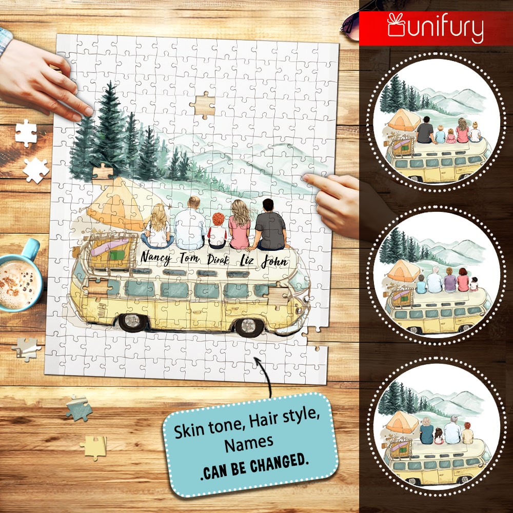 Personalized puzzle gifts for the whole family - UP TO 5 PEOPLE - Camping