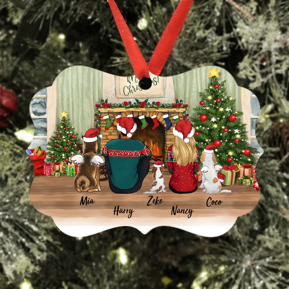 Personalized Christmas Medallion Metal Ornament gifts for dog lovers - DOG &amp; COUPLE