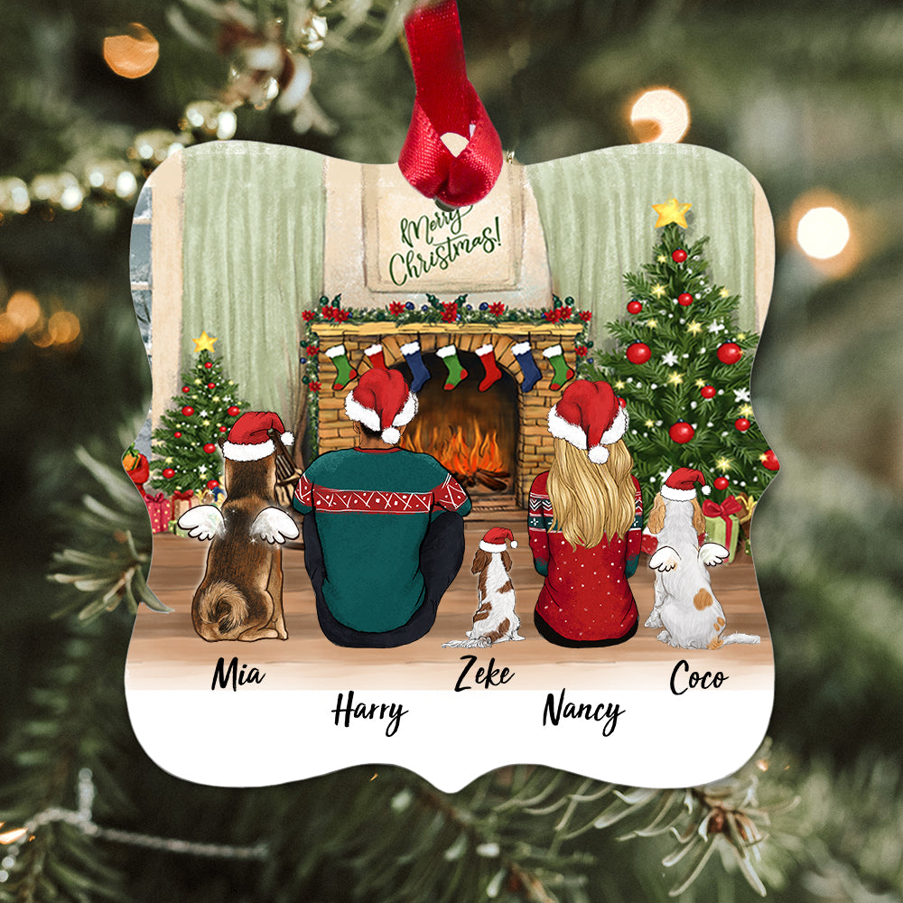 Personalized Christmas Square Metal Ornament gifts for dog lovers - DOG &amp; COUPLE