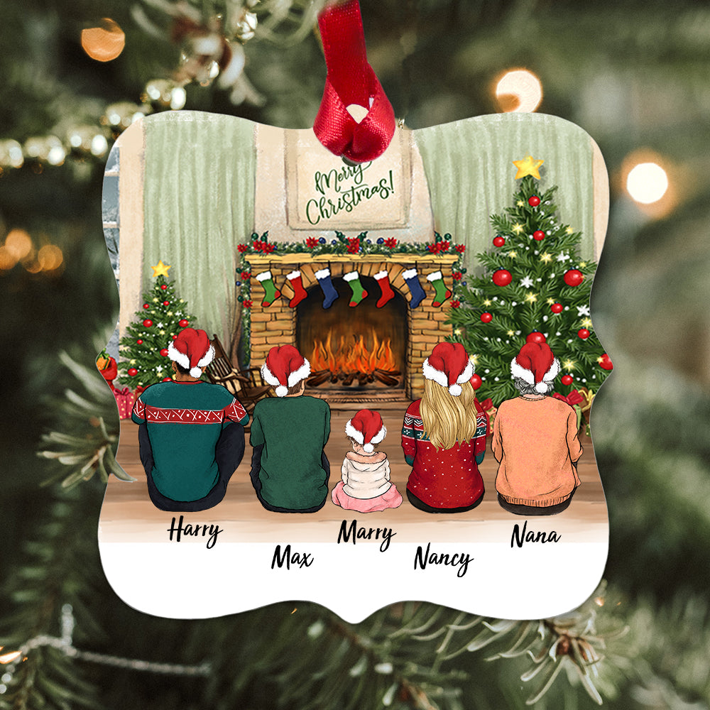Personalized Christmas Square Metal Ornament gifts for the whole family - UP TO 5 PEOPLE - Christmas