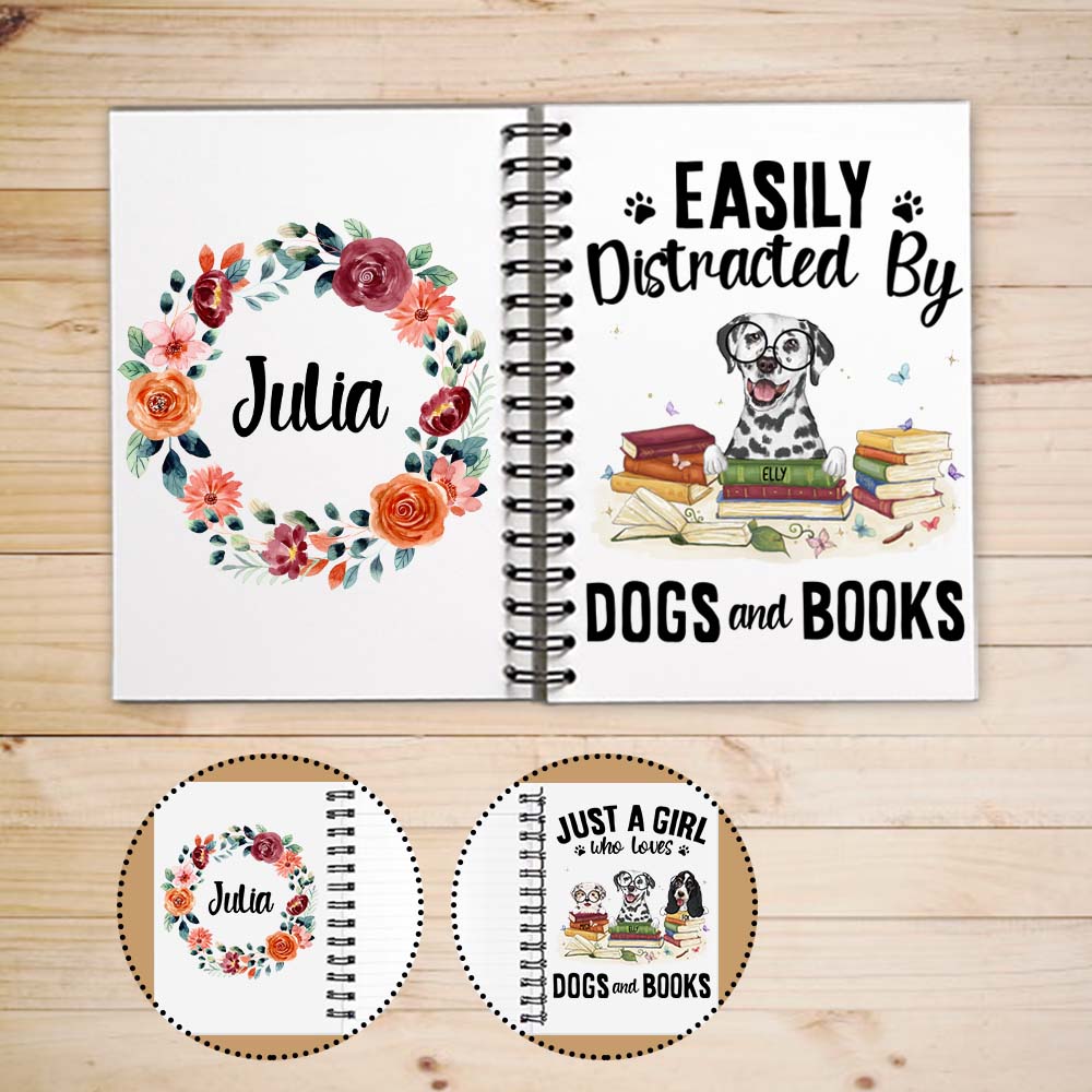 Personalized spiral journal gift for dog lovers - Dogs &amp; Books
