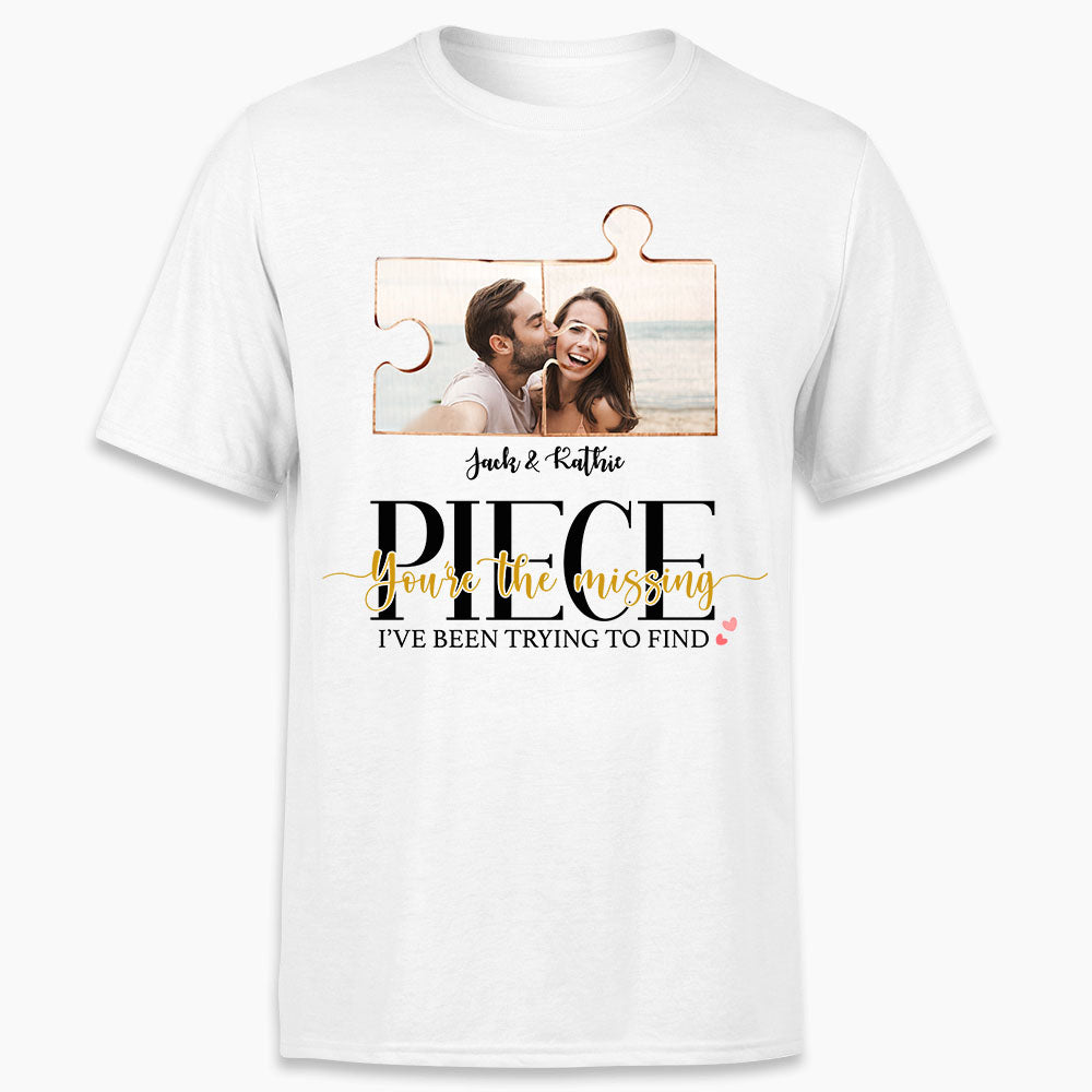 Personalized T-shirt gifts for him for her - Couple Puzzle - CUSTOM PHOTO