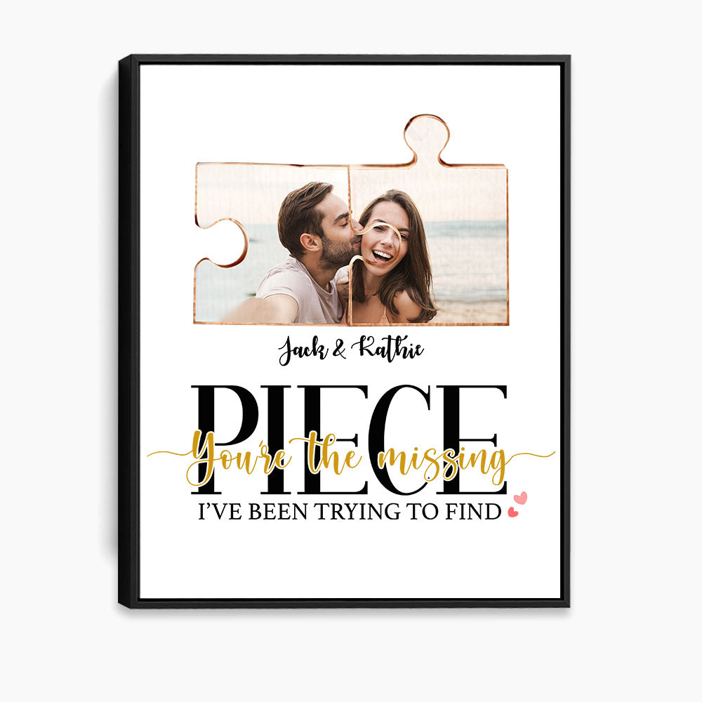 Personalized framed canvas gifts for him for her - Couple Puzzle - CUSTOM PHOTO
