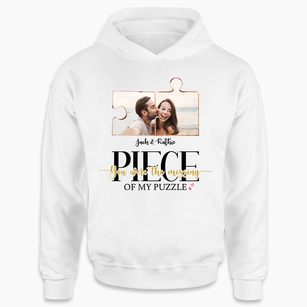 Personalized hoodie gifts for him for her - Couple Puzzle - CUSTOM PHOTO