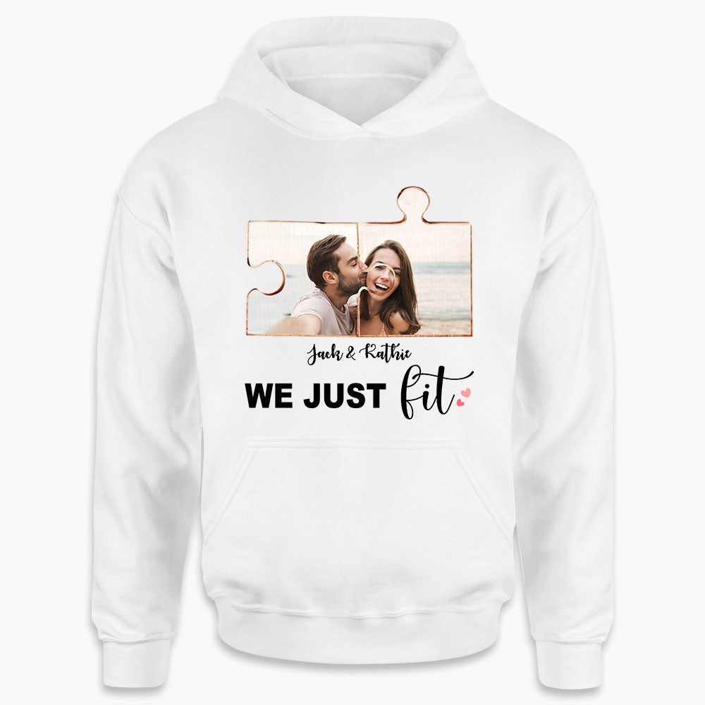 Personalized hoodie gifts for him for her - Couple Puzzle - CUSTOM PHOTO