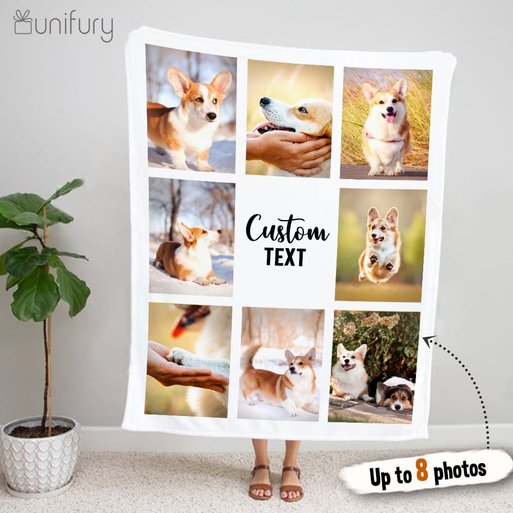 Personalized custom photo Fleece Blanket with custom message - UP TO 8 PHOTOS