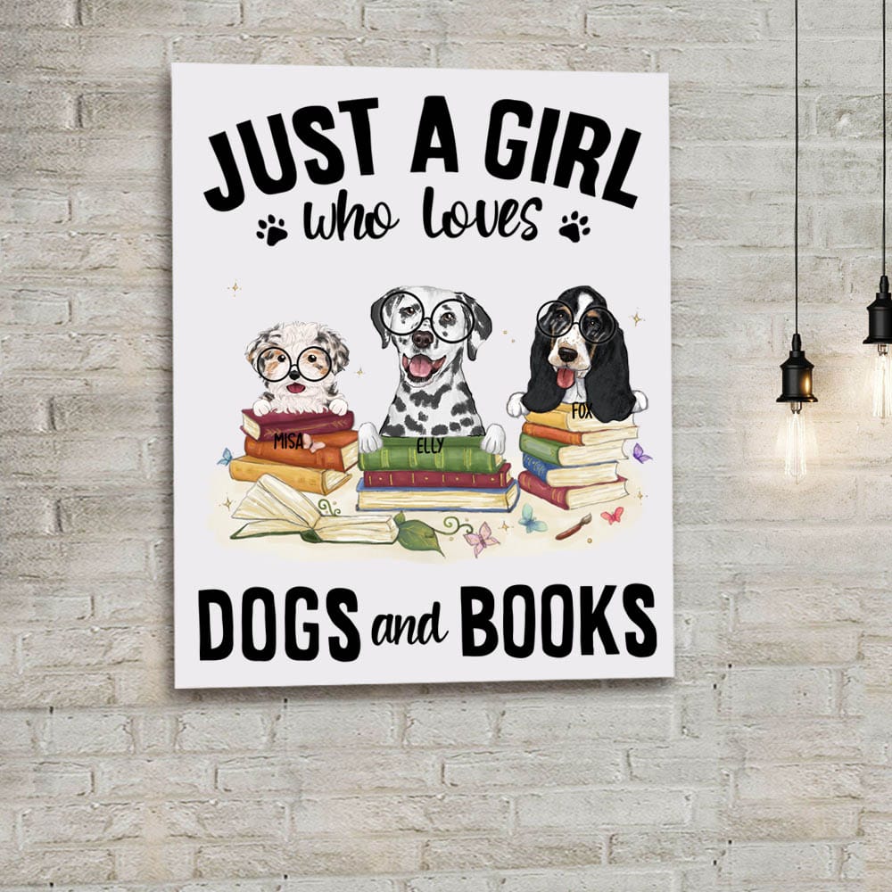 Personalized canvas print wall art gift for dog lovers - Dogs &amp; Books