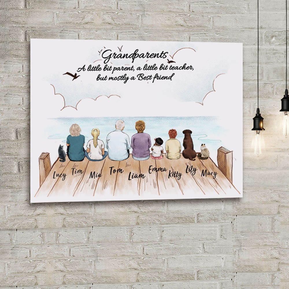 custom canvas print gift for grandparents - Grandparents A little bit parent, a little bit teacher, but mostly a best friend,