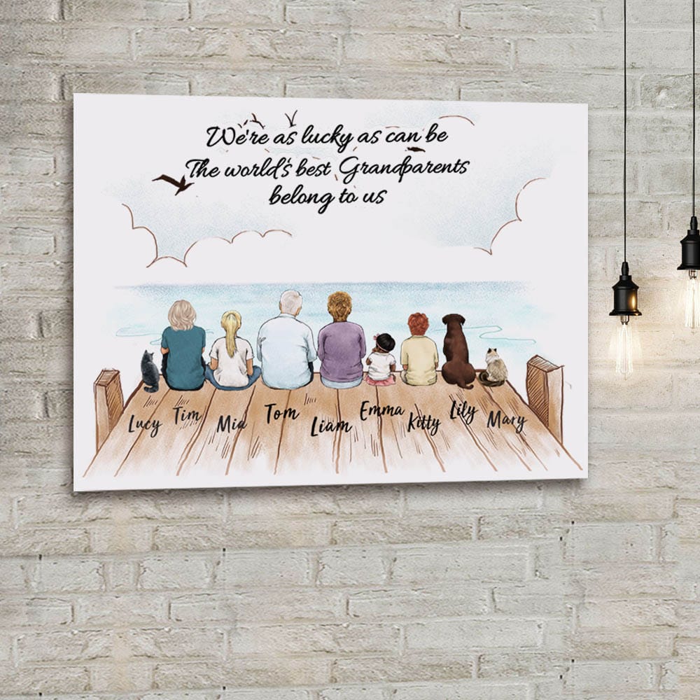 custom canvas print gift for grandparents - We&#39;re as lucky as can be the world&#39;s best grandparents belong to us