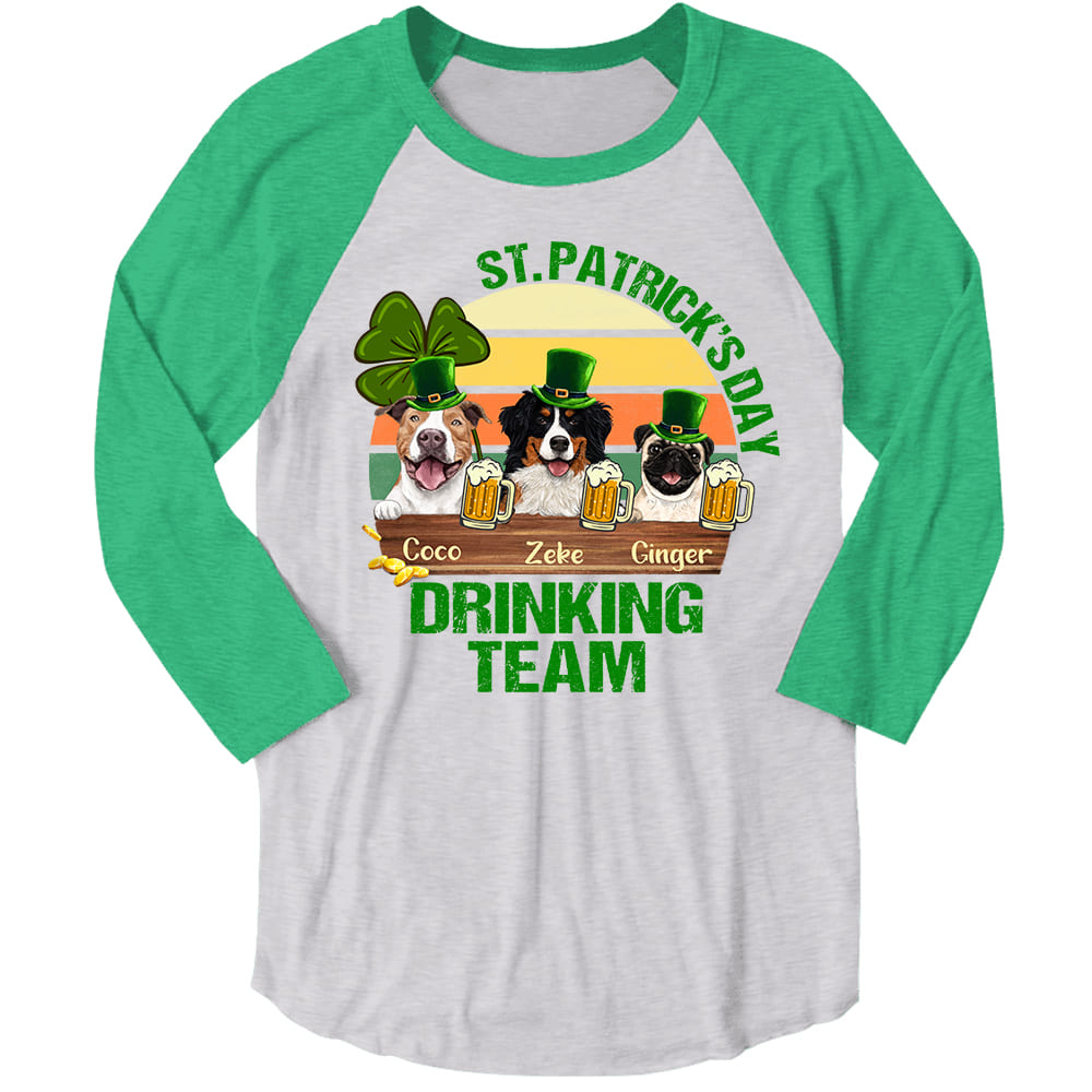 Personalized Baseball T-shirt gifts for dog cat lovers - Saint Patrick&#39;s day - Drinking Team