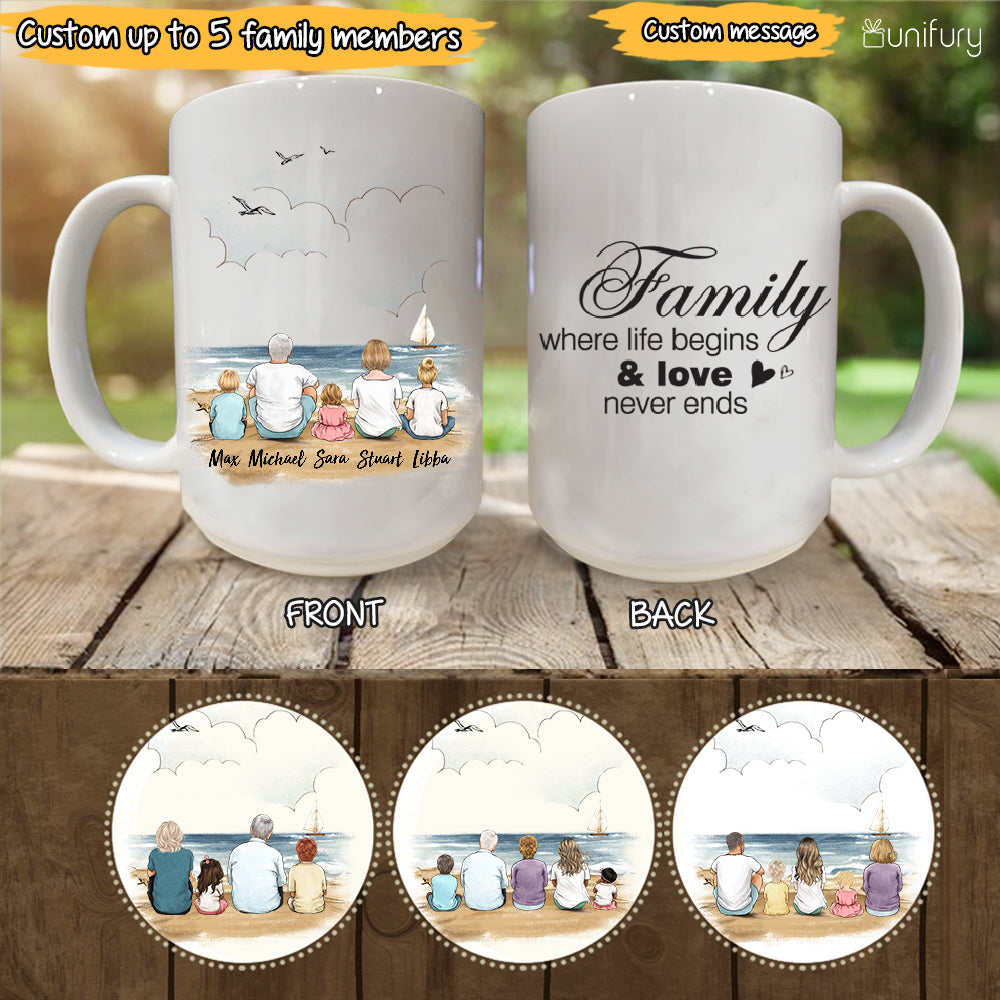 Personalized gifts for the whole family Coffee mug - Family where life begins and love never ends