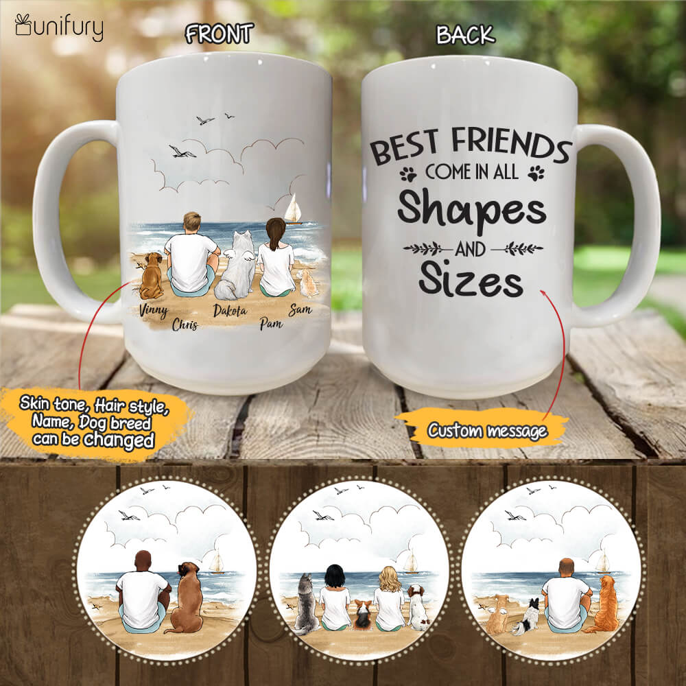 Personalized dog mug gifts for dog lovers - Best friends come in all shapes and size
