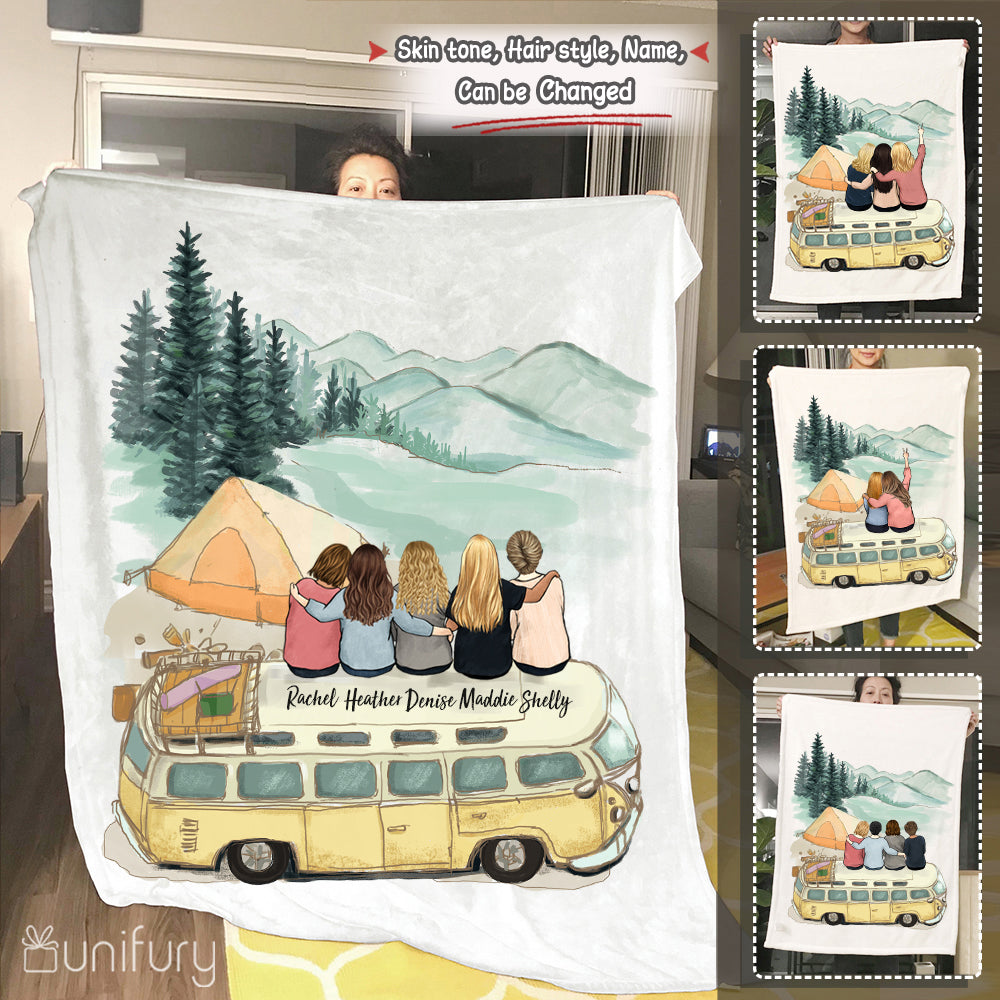 Personalized best friend birthday gifts Fleece Blanket - Camping - 2272