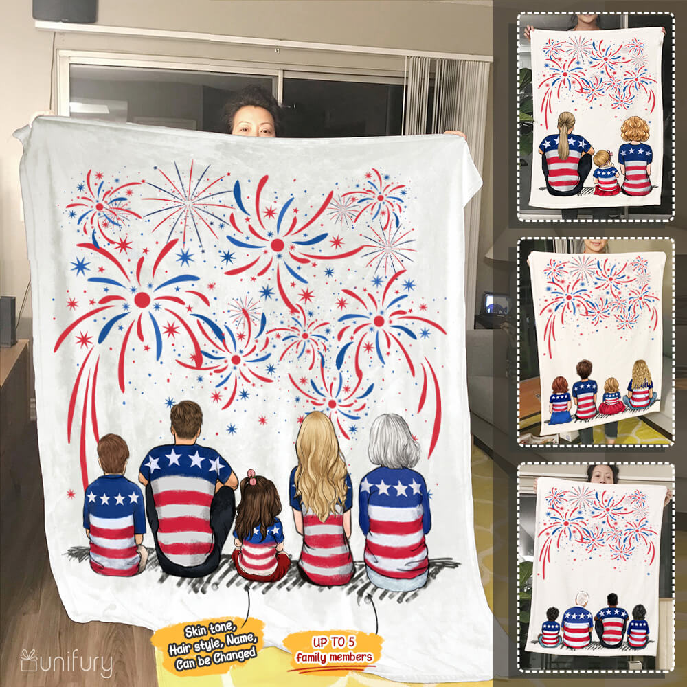 Personalized gifts for the whole family Fleece Blanket 4th Of July - UP TO 5 PEOPLE - 2426