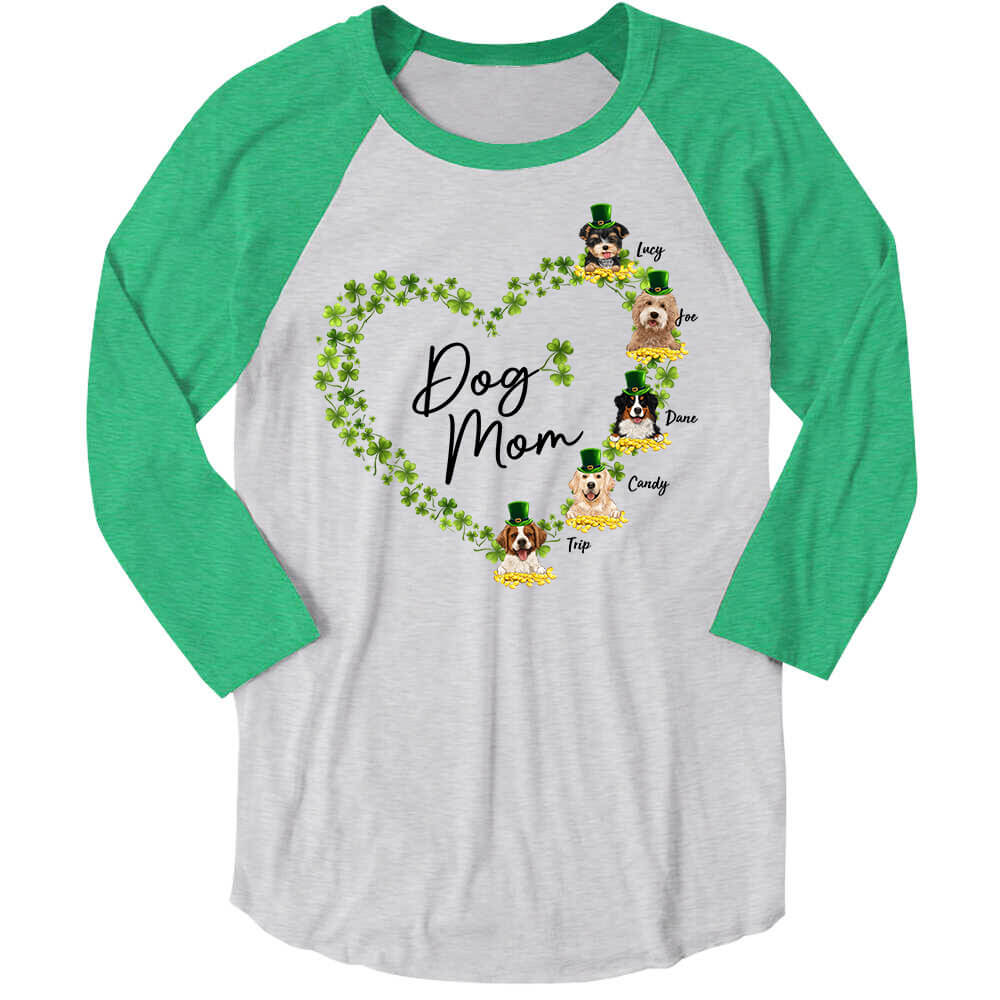 Personalized Baseball T-shirt gifts for dog cat lovers - Saint Patrick&#39;s day - Heart