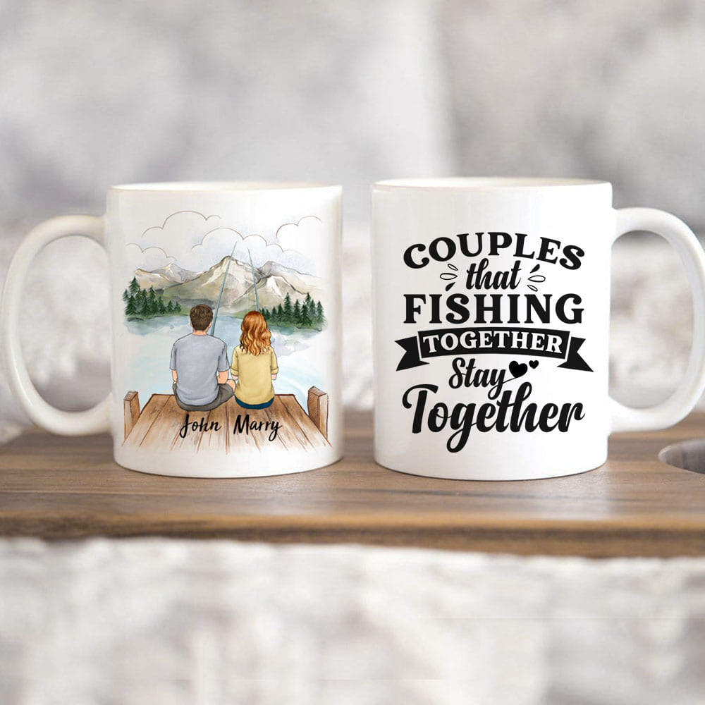 Personalized coffee mug gifts for him for her - Couple - Fishing