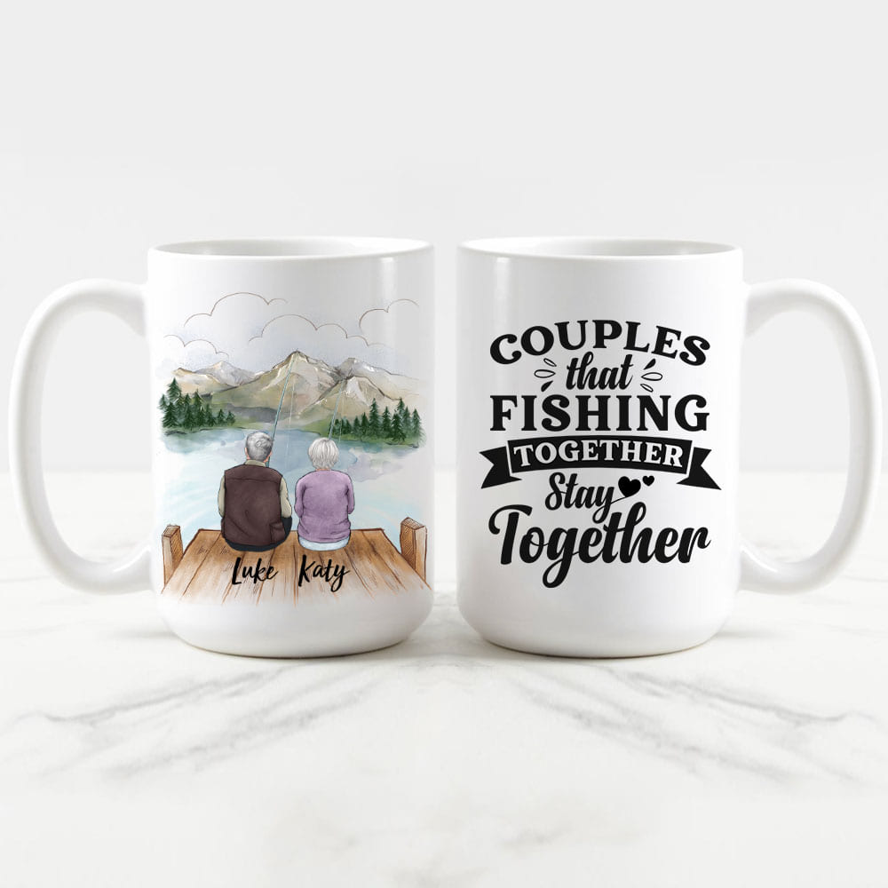 Personalized coffee mug gifts for him for her - Couple - Fishing