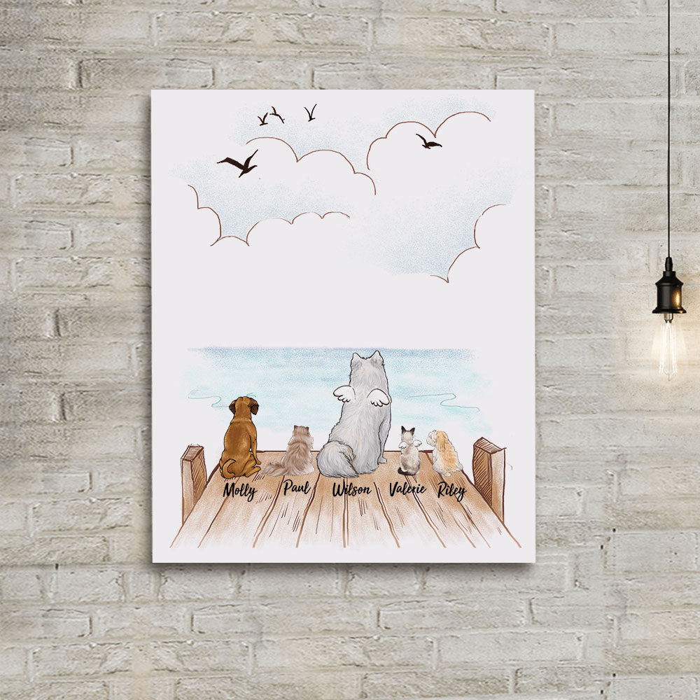 Personalized Dog &amp; Cat Canvas Print  - Wooden Dock