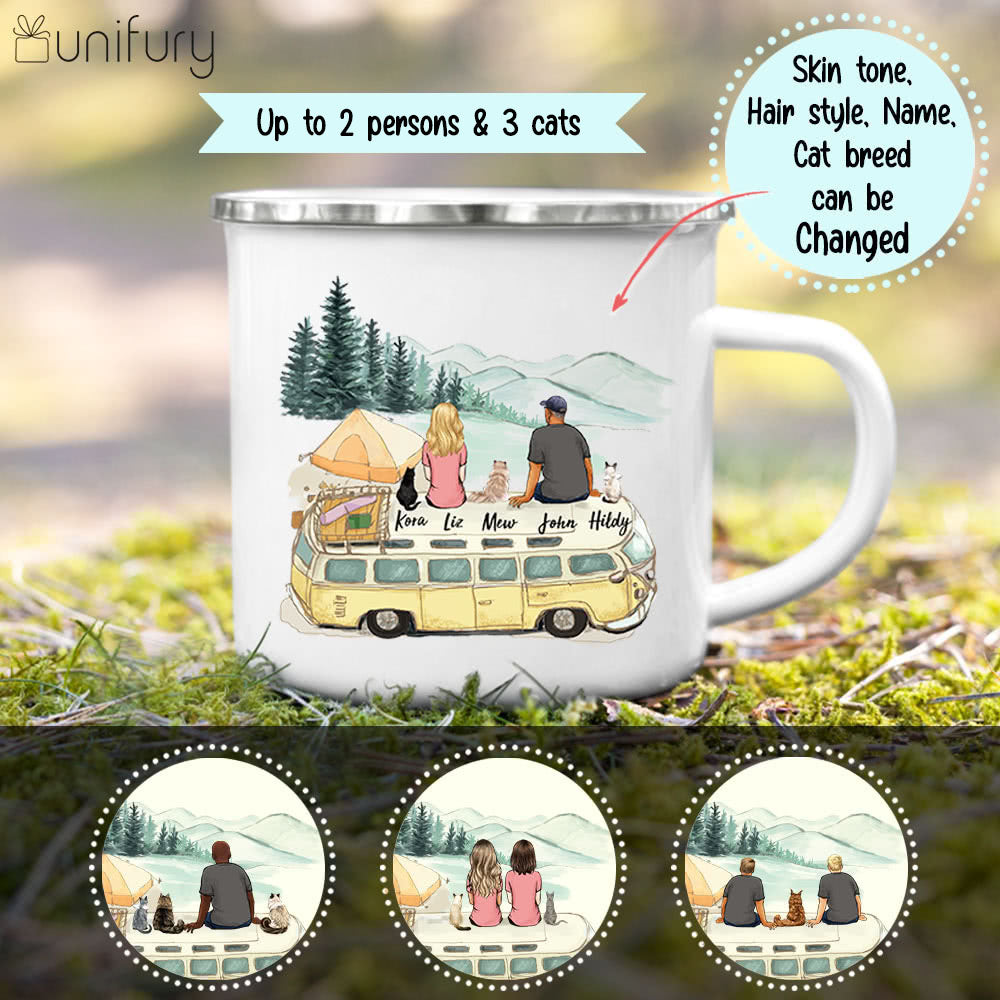 Personalized gifts for cat lovers Campfire Mug - CAT &amp; COUPLE - Camping