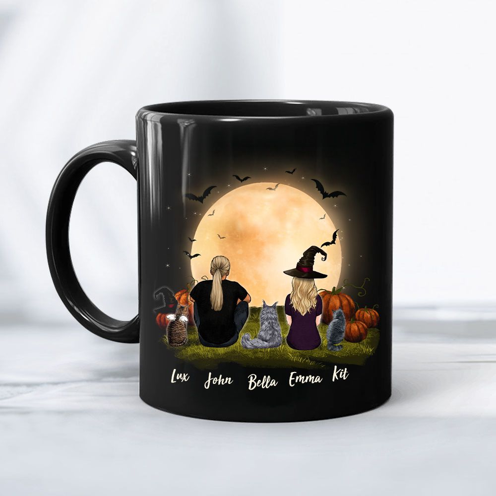 cat and cat owner halloween 11oz mug gift for cat lovers