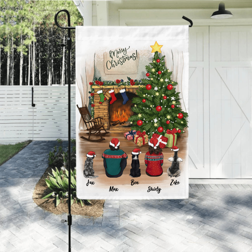 dog and dog owner christmas garden flag gift for dog lovers