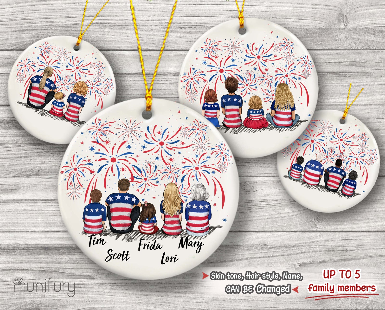 Personalized Whole Family 4th Of July Ornament 